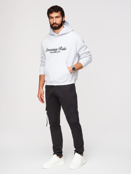 Ombre Clothing Pantaloni cargo bărbătești cu pernă dreaptă și manseta cu șnur - negru V4 P1516 Ombre Clothing