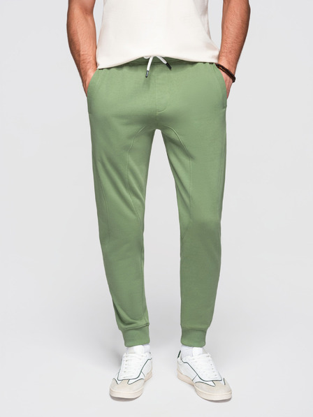 Ombre Clothing Pantaloni de trening bărbătești BASIC jogger cu pernă nervurată - verde V3 OM-PABS-0305 Ombre Clothing