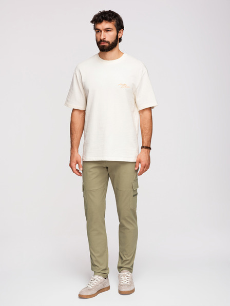 Ombre Clothing Pantaloni bărbătești cargo cu picioare drepte și buzunare cu fermoar - culoare oliv V2 P1517 Ombre Clothing