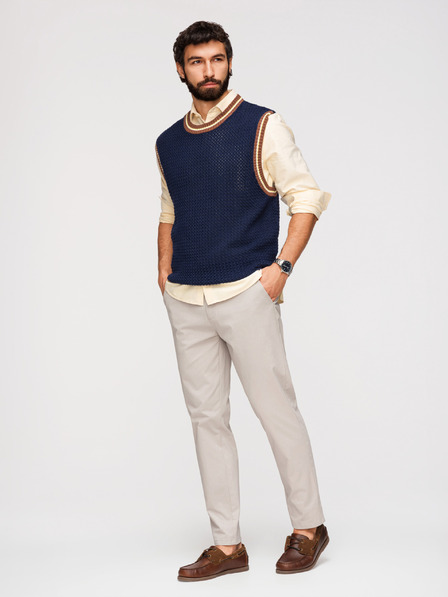 Ombre Clothing Pantaloni chino bărbătești REGULAR FIT - bej V2 OM-PACP-0293 Ombre Clothing