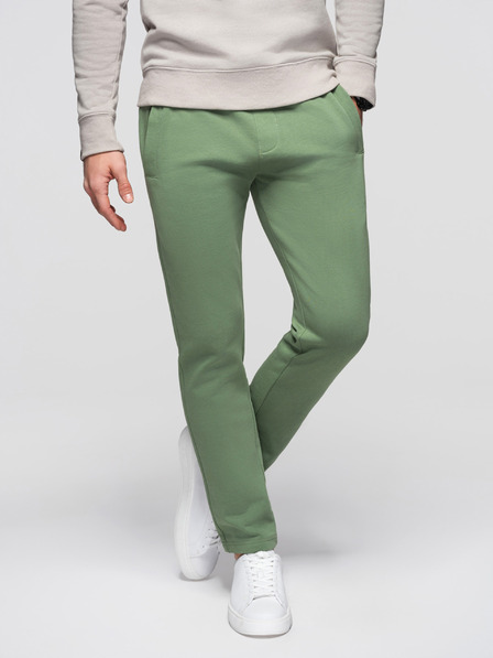 Ombre Clothing Pantaloni de trening bărbătești din bumbac BASIC cu pernă neîncleștată - verde V3 OM-PABS-0304 Ombre Clothing