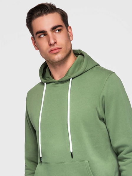 Ombre Clothing Bluză bărbătească din bumbac BASIC cu cangură și glugă - verde Ombre Clothing