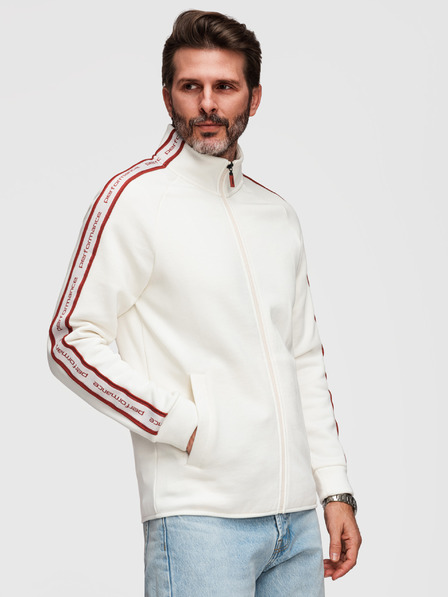 Ombre Clothing Bluză bărbătească elastic cu margini contrastante și guler ridicat - crem V2 B1715 Ombre Clothing