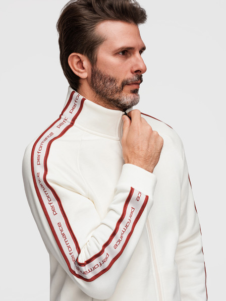 Ombre Clothing Bluză bărbătească elastic cu margini contrastante și guler ridicat - crem V2 B1715 Ombre Clothing