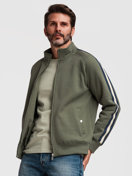 Ombre Clothing Bluză bărbătească cu guler ridicat și margini - oliv V2 B1718 Ombre Clothing