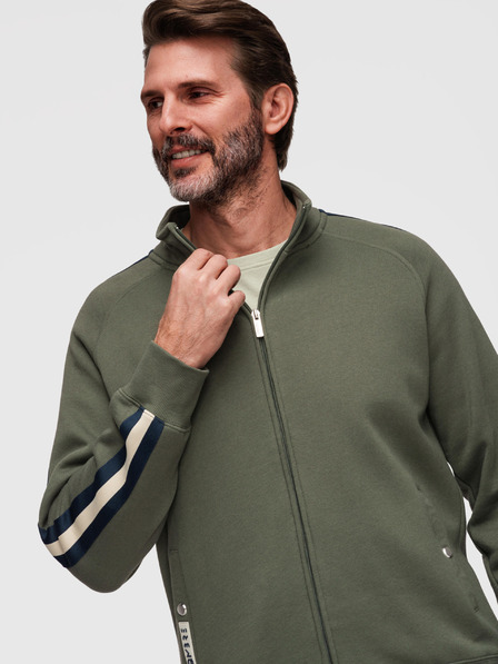 Ombre Clothing Bluză bărbătească cu guler ridicat și margini - oliv V2 B1718 Ombre Clothing