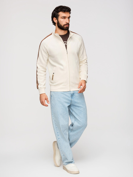 Ombre Clothing Bluză bărbătească cu guler ridicat și margini - crem V3 B1718 Ombre Clothing