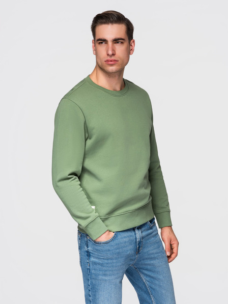 Ombre Clothing Bluză bărbătească BASIC cu decolteu rotund - verde Ombre Clothing