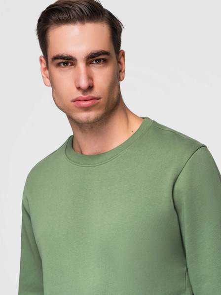Ombre Clothing Bluză bărbătească BASIC cu decolteu rotund - verde Ombre Clothing