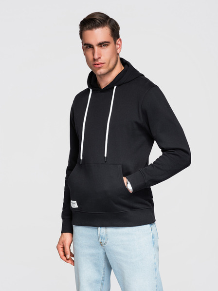 Ombre Clothing Bluză bărbătească din bumbac BASIC cu cangură și glugă - negru Ombre Clothing