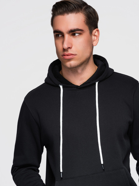 Ombre Clothing Bluză bărbătească din bumbac BASIC cu cangură și glugă - negru Ombre Clothing