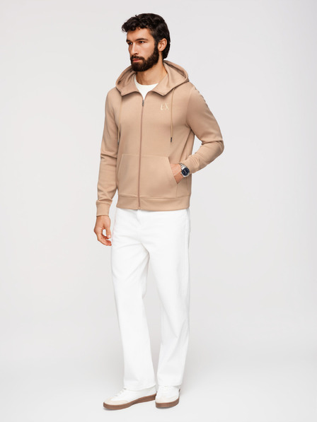 Ombre Clothing Bluză fără nasturi din tricot neted pentru bărbați - bej V3 OM-SZBC-0196 Ombre Clothing