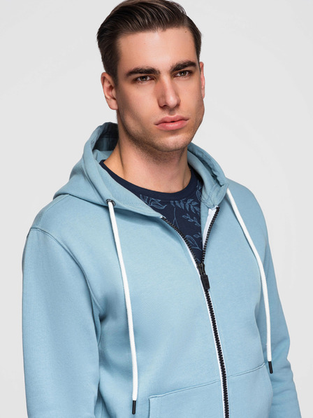 Ombre Clothing Bluză din bumbac elastică BASIC pentru bărbați cu glugă - albastru V7 OM-SSBZ-0272 Ombre Clothing