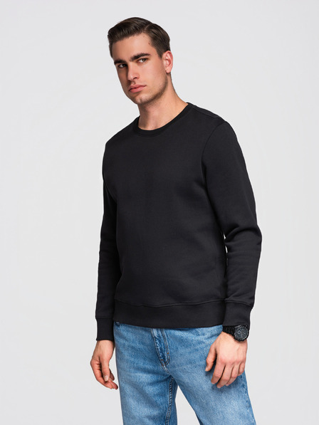 Ombre Clothing Bluză BASIC pentru bărbați cu decolteu rotund - negru Ombre Clothing