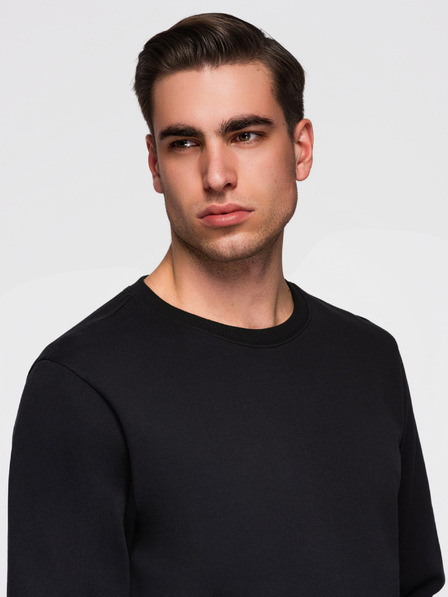 Ombre Clothing Bluză BASIC pentru bărbați cu decolteu rotund - negru Ombre Clothing