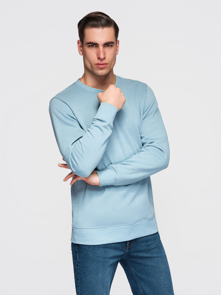 Ombre Clothing Bluză BASIC pentru bărbați cu decolteu rotund - albastru Ombre Clothing
