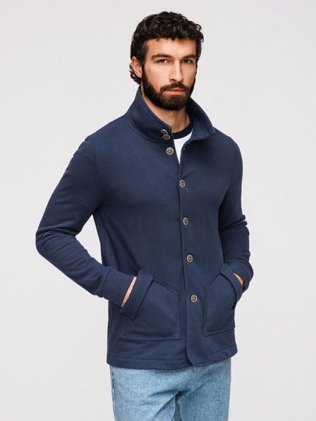 Ombre Clothing Bluză tricotată pentru bărbați cu guler înalt - albastru închis V4 B1716 Ombre Clothing