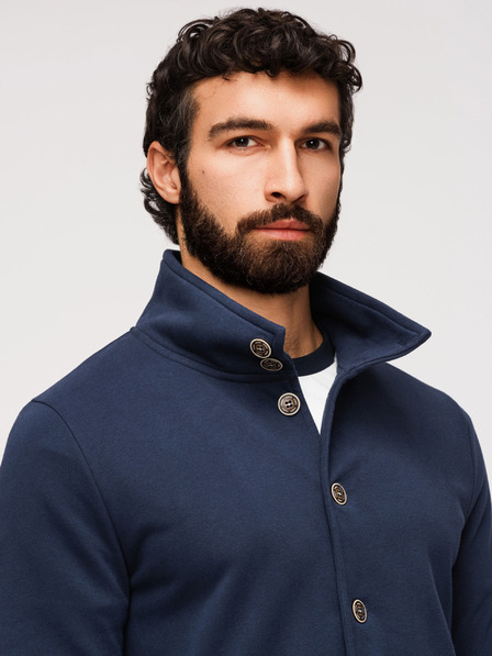 Ombre Clothing Bluză tricotată pentru bărbați cu guler înalt - albastru închis V4 B1716 Ombre Clothing