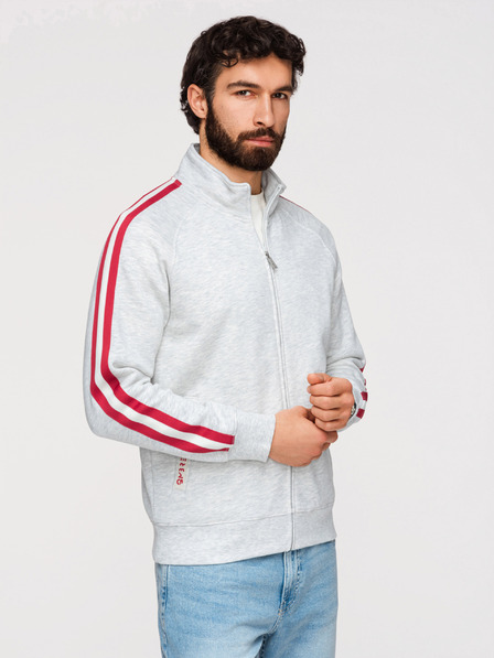 Ombre Clothing Bluză cu guler înalt și dungi pentru bărbați - gri melanșă V1 B1718 Ombre Clothing