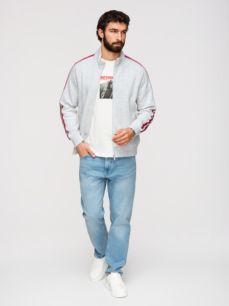 Ombre Clothing Bluză cu guler înalt și dungi pentru bărbați - gri melanșă V1 B1718 Ombre Clothing