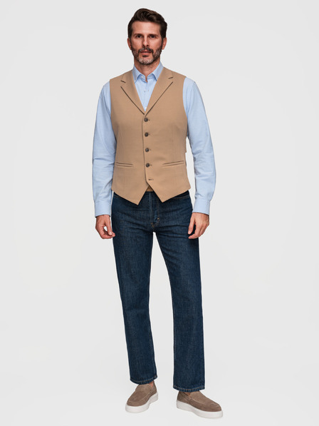 Ombre Clothing Vesta elegantă pentru bărbați cu rever - maro V1 V66 Ombre Clothing