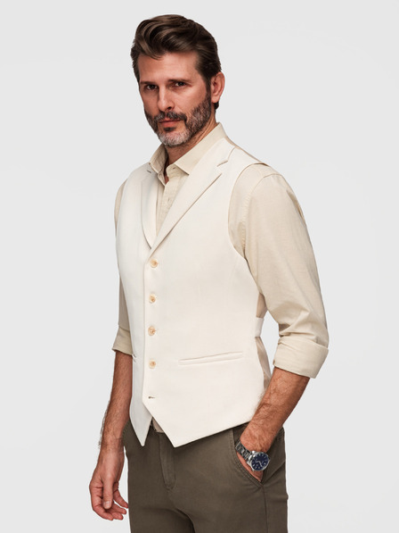 Ombre Clothing Vesta elegantă pentru bărbați cu rever - bej V2 V66 Ombre Clothing