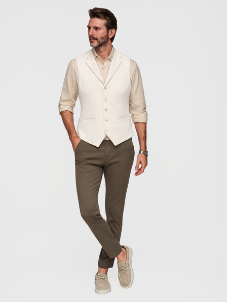 Ombre Clothing Vesta elegantă pentru bărbați cu rever - bej V2 V66 Ombre Clothing