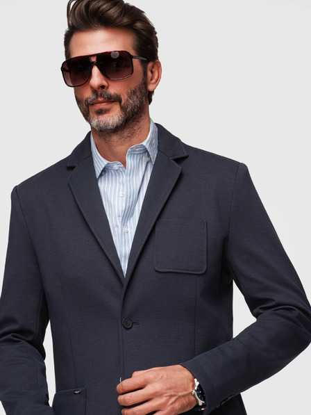 Ombre Clothing Sacou tricotat pentru bărbați slim fit cu textură fină - albastru închis V3 M165 Ombre Clothing