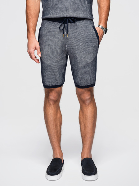 Ombre Clothing Pantaloni scurți tricotați pentru bărbați cu talie ajustabilă - albastru închis V3 OM-SRCS-0202 Ombre Clothing