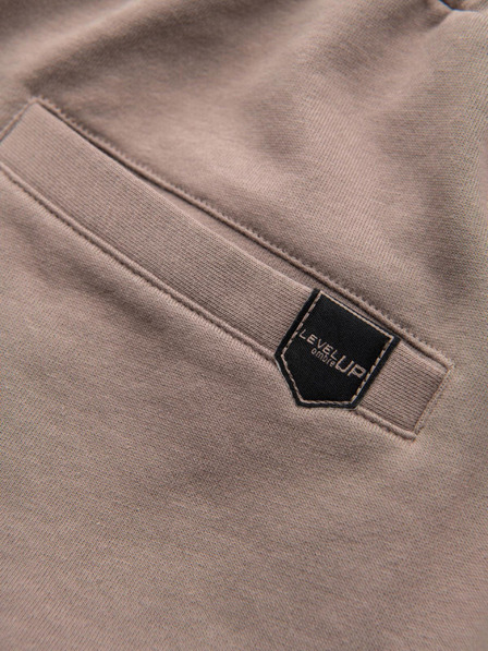 Ombre Clothing Pantaloni scurți pentru bărbați REGULAR FIT din tricot french frotté - bej închis V2 OM-SRSK-0196 Ombre Clothing