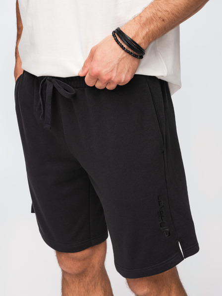 Ombre Clothing Pantaloni scurți pentru bărbați REGULAR FIT din tricot french frotté - negri V4 OM-SRSK-0196 Ombre Clothing