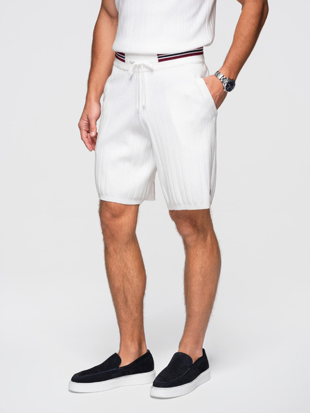 Ombre Clothing Pantaloni scurți vâscoși structurați pentru bărbați REGULAR - albi V1 OM-SRCS-0203 Ombre Clothing