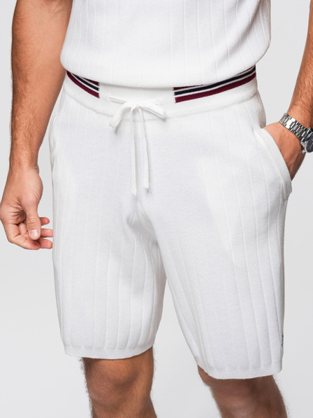 Ombre Clothing Pantaloni scurți vâscoși structurați pentru bărbați REGULAR - albi V1 OM-SRCS-0203 Ombre Clothing