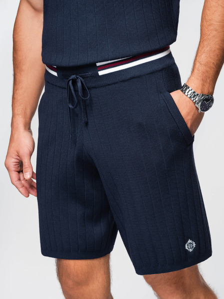 Ombre Clothing Pantaloni scurți vâscoși structurați pentru bărbați REGULAR - albastru închis V2 OM-SRCS-0203 Ombre Clothing