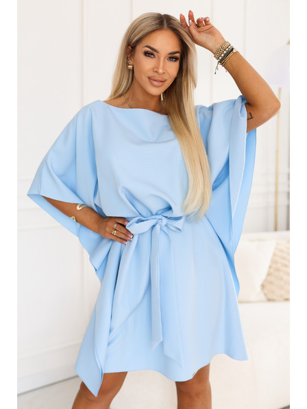 numoco SOFIA Rochie tip fluture cu legare la talie - albastru deschis