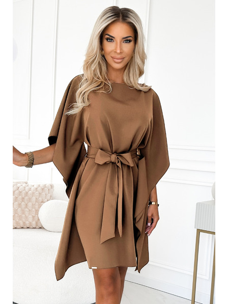 numoco SOFIA Rochie fluture cu centură în talie - cappuccino