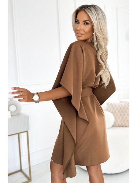 numoco SOFIA Rochie fluture cu centură în talie - cappuccino