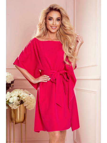 numoco SOFIA Rochie fluture cu legare în talie - zmeură