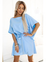 numoco SOFIA Rochie fluture cu fundă în talie - albastru pastel