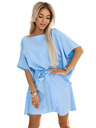 numoco SOFIA Rochie fluture cu fundă în talie - albastru pastel