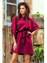 numoco SOFIA Rochie fluture cu legare în talie - vișiniu