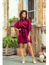 numoco SOFIA Rochie fluture cu legare în talie - vișiniu