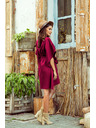 numoco SOFIA Rochie fluture cu legare în talie - vișiniu