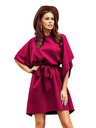 numoco SOFIA Rochie fluture cu legare în talie - vișiniu