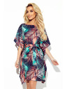 numoco SOFIA Rochie fluture cu legare în talie - frunze de palmier