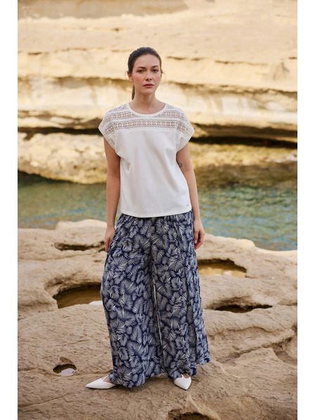 Moodo Bluză din bumbac cu dantela alba Moodo