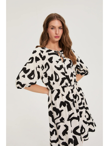 Moodo Rochie din viscoză cu imprimeu bej Moodo