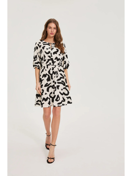 Moodo Rochie din viscoză cu imprimeu bej Moodo