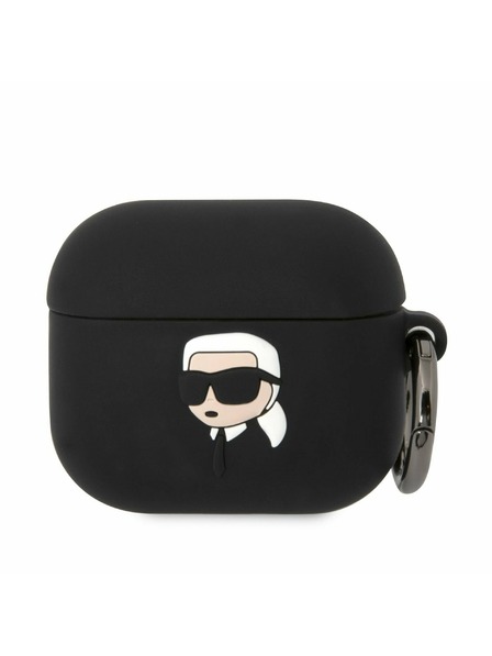 Karl Lagerfeld Carcasă din silicon cu logo 3D NFT Karl Head pentru Airpods 3 negru Karl Lagerfeld