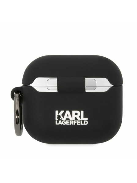 Karl Lagerfeld Carcasă din silicon cu logo 3D NFT Karl Head pentru Airpods 3 negru Karl Lagerfeld